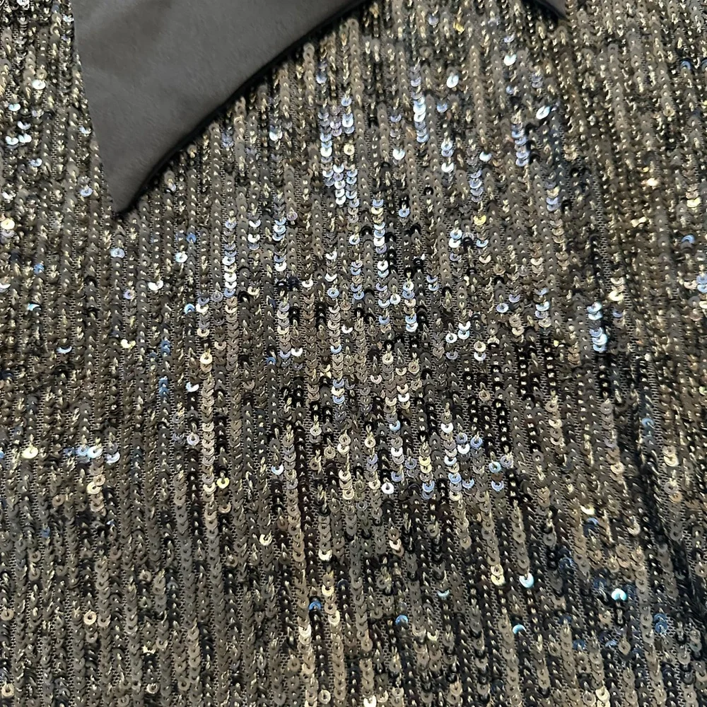 Ann Taylor Navy Sequin Blouse with Bow Accent - NWT - XL - Picture 5 of 11
